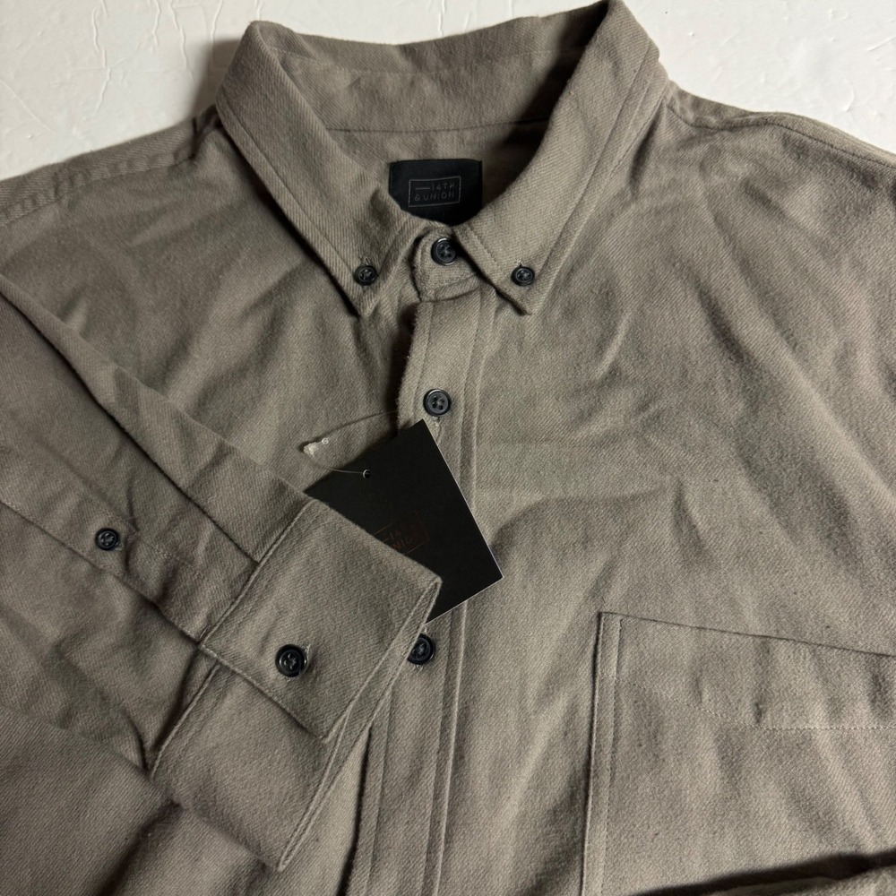 14th & Union Mens XL Trim‎ Fit Button Down Shirt Casual Long Sleeve Gray